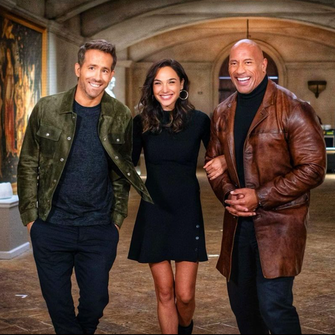 Dwayne Johnson, Ryan Reynolds and Gal Gadot