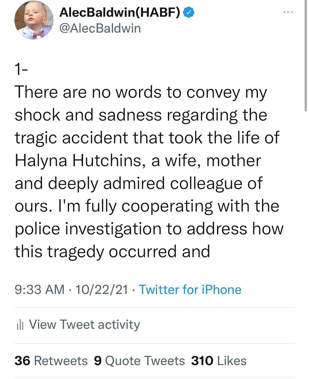 Alec's tweet