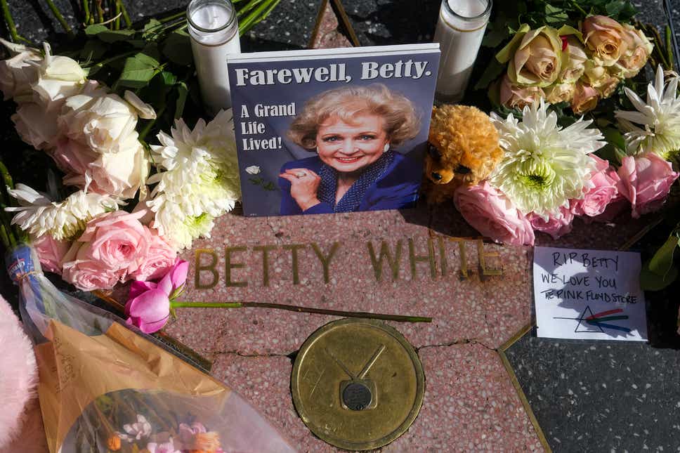 Tributes at Betty White's star in Hollywood Hall of Fame