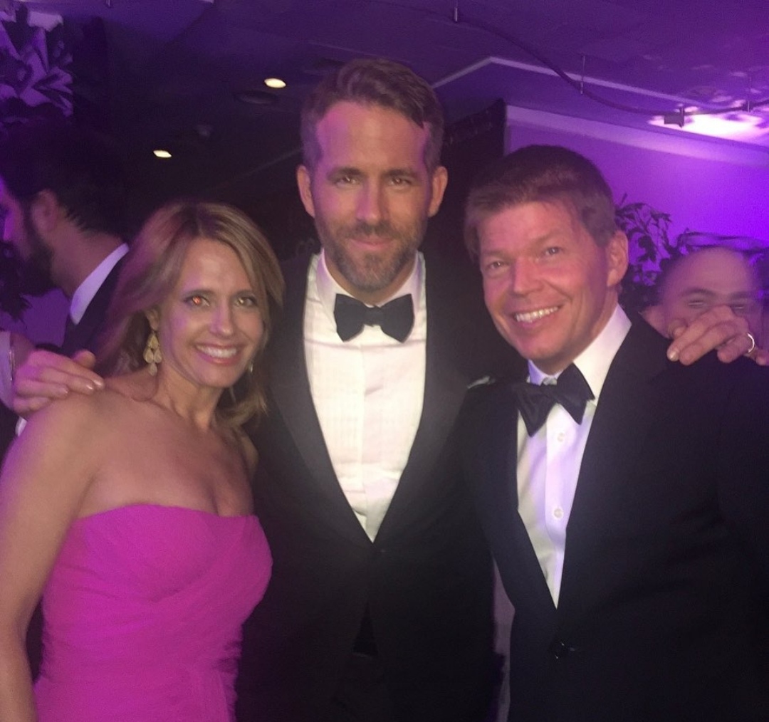 Rob with his wife Joy and Ryan Reynolds